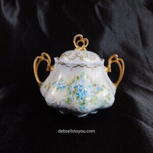 MZ Austria Covered Sugar Bowl with Hand Painted Flowers # 22686